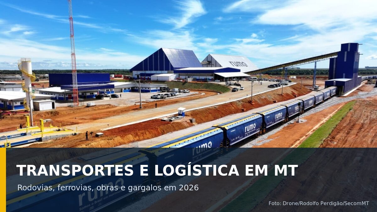 Transportes e logística em Mato Grosso com rodovia, caminhões e ferrovia
